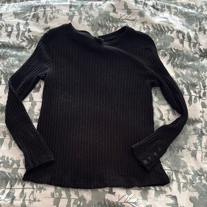 Worthington Black Ribbed Fitted Hoodie